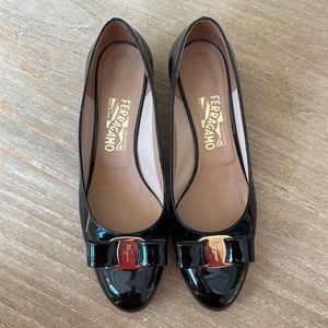 Salvatore Ferragamo Size 9 Patent Leather Black Heels